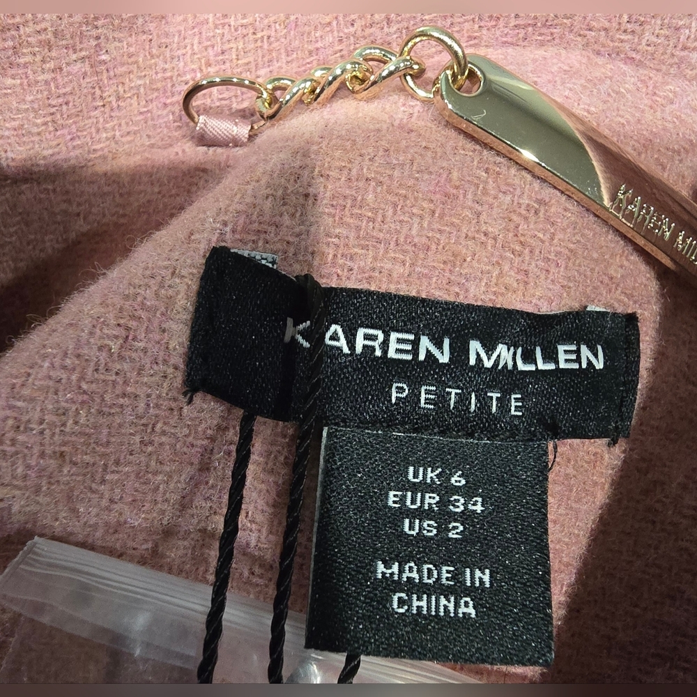 Karen Millen Petite Wool Button Front Double Breasted Princess Coat Size 2 - Picture 3 of 10
